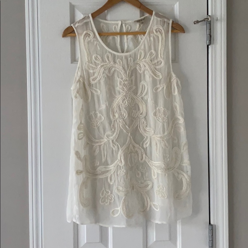 Lucky Brand Beaded Tunic Style Top Size M